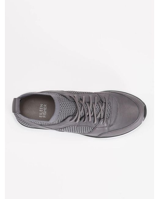 Eileen Fisher Gray Expo Recycled Polyester Washed Leather Sneaker