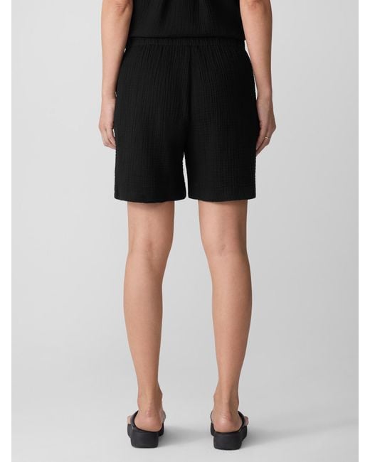 Eileen Fisher White Organic Cotton Lofty Gauze Walking Shorts
