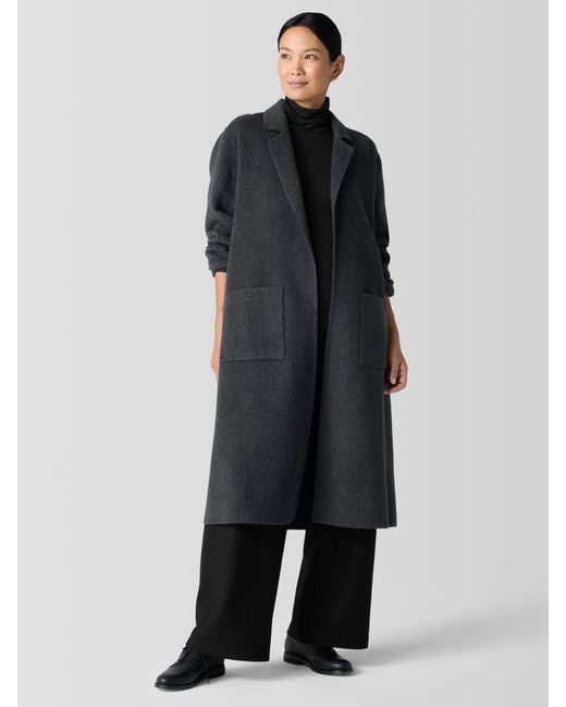 Eileen Fisher Doubleface Wool Cloud Notch Collar Coat in