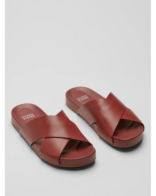 Eileen Fisher Red Bond Crossover Leather Sandal
