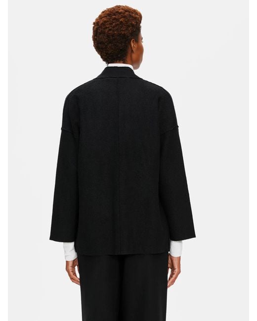 Eileen Fisher Black Lightweight Boiled Wool Jacket In Responsible Wool