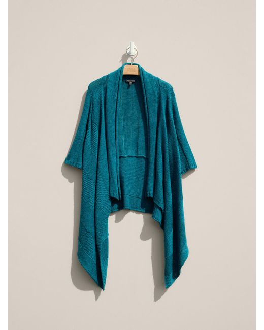 Eileen Fisher Women's Blue Renew Alpaca Silk Rib Cardigan, L