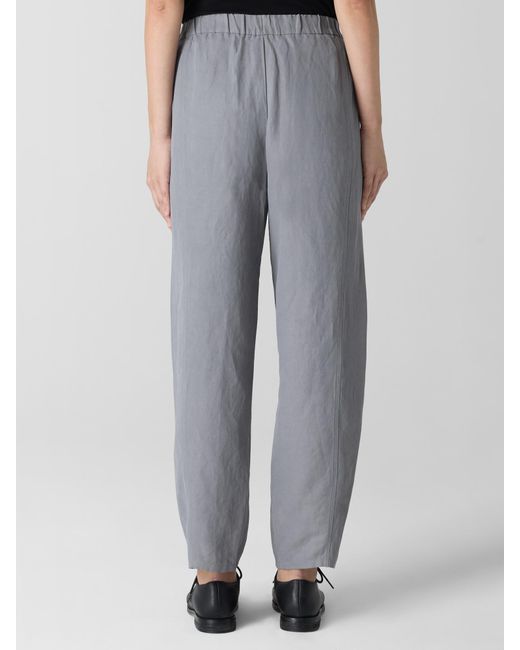 Eileen Fisher Gray Linen Silk Twill Lantern Pant