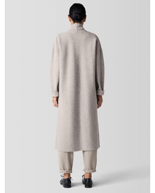 Eileen Fisher White Lightweight Boiled Wool Icon Coat In Regenerative Wool