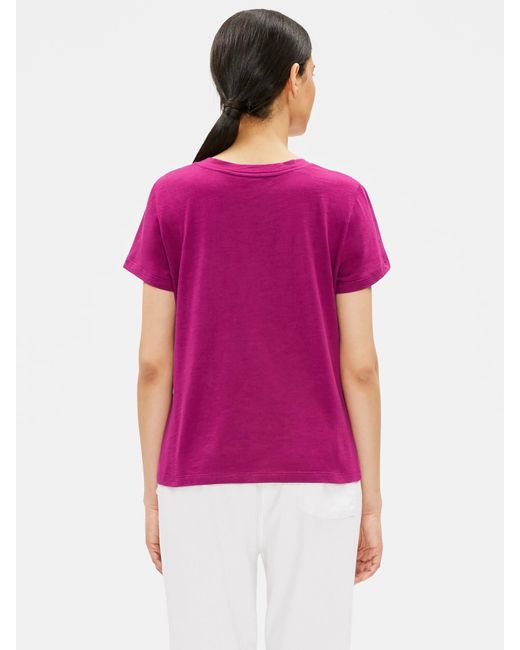 Eileen Fisher Pink Organic Cotton Slub Short-sleeve Tee