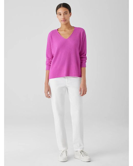 Eileen Fisher Pink Italian Cashmere V-neck Top
