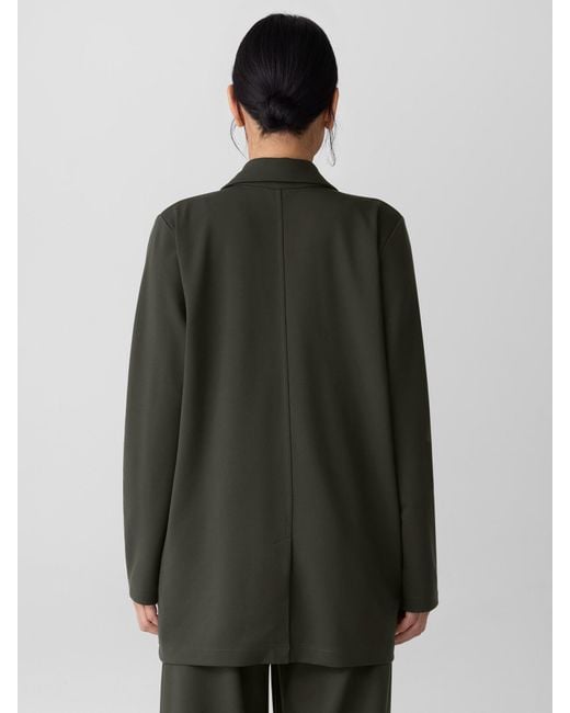 Eileen Fisher Green Washable Flex Ponte Long Blazer