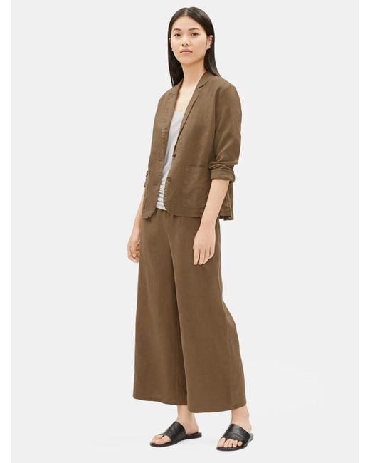 Eileen Fisher Natural Organic Linen Notch Collar Blazer