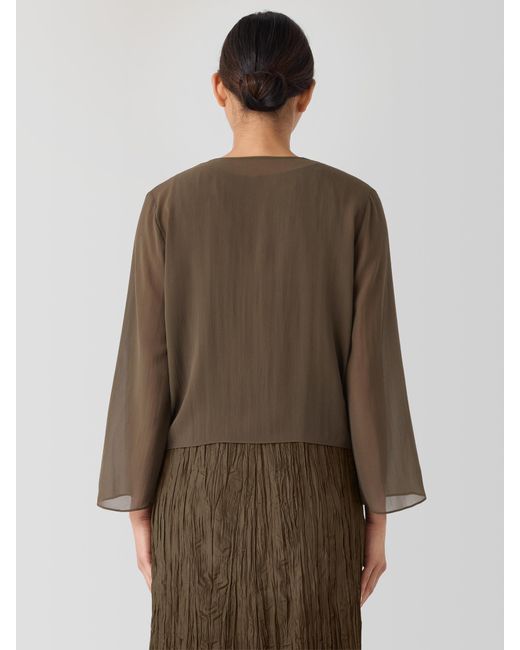 Eileen Fisher Multicolor Sheer Silk Georgette Tie Jacket