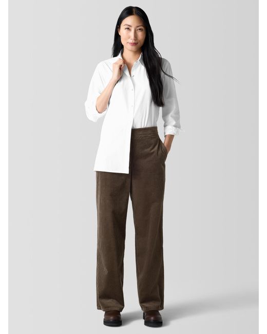 Eileen Fisher Brown Organic Cotton Corduroy Wide-leg Pant