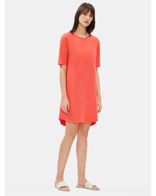 Eileen Fisher Women's Red Cotton Stretch Jersey Shift Dress -  www.rajagirimanappuram.com