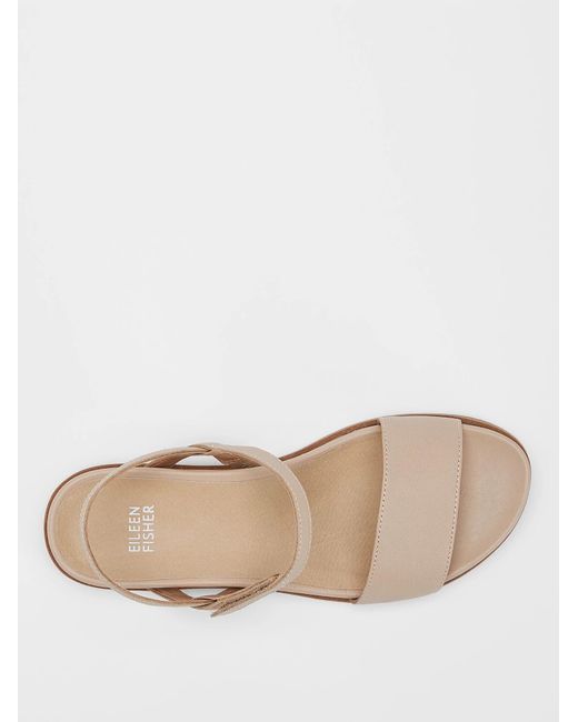 Eileen Fisher White Demo Leather Ankle-strap Sandal