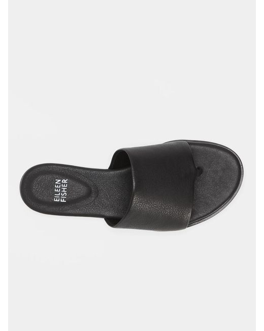 Eileen Fisher Black Edge Washed Leather Slide