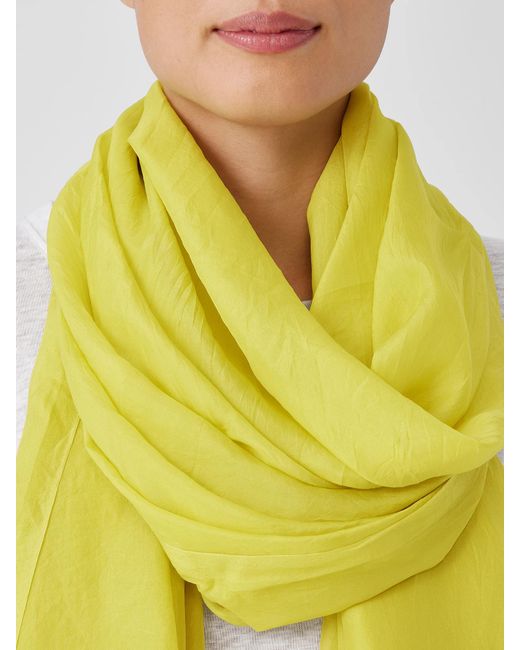 Eileen Fisher Yellow Washed Silk Parachute Scarf