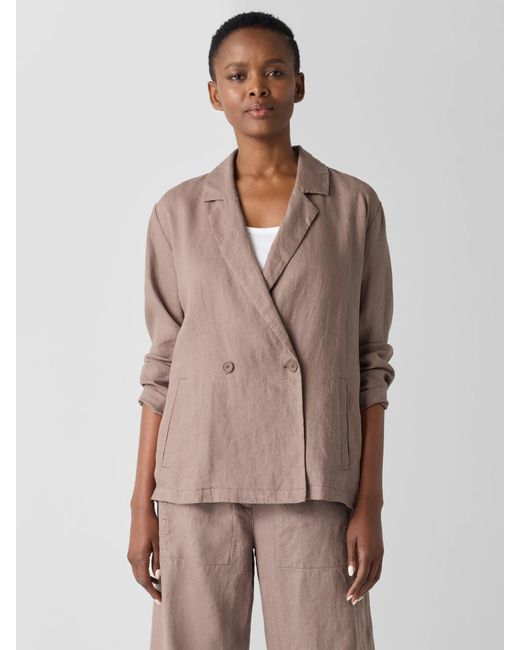 Eileen Fisher Natural Organic Linen Double-breasted Blazer