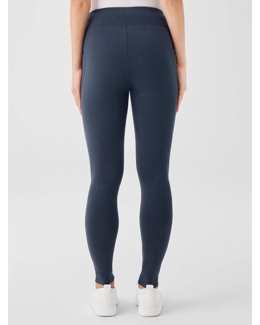 Eileen Fisher Blue Pima Cotton Stretch Jersey High-waisted Leggings