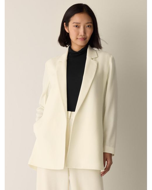Eileen Fisher Natural Stretch Wool Crepe Long Blazer