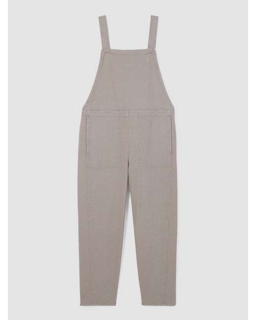 Eileen Fisher White Garment-dyed Utility Cotton Overalls