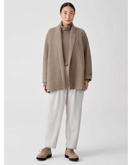 Eileen Fisher Brown Lightweight Boiled Wool Jacket In Responsible Wool