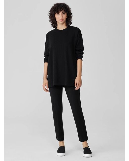 Eileen Fisher Black Pima Cotton Stretch Jersey High-waisted Pant