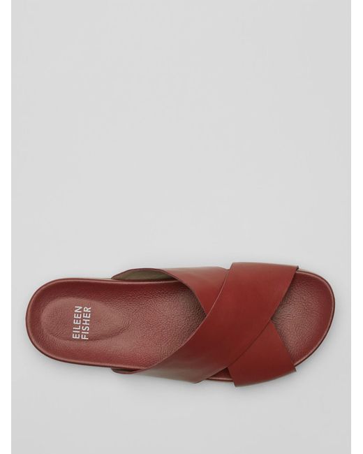 Eileen Fisher Red Bond Crossover Leather Sandal
