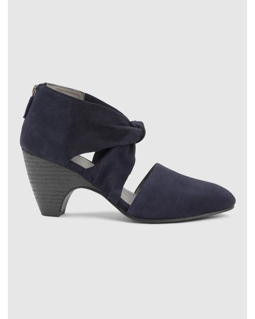 Eileen Fisher Blue Mary Twist-front Suede Pump