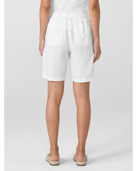 Eileen Fisher White Organic Linen Shorts