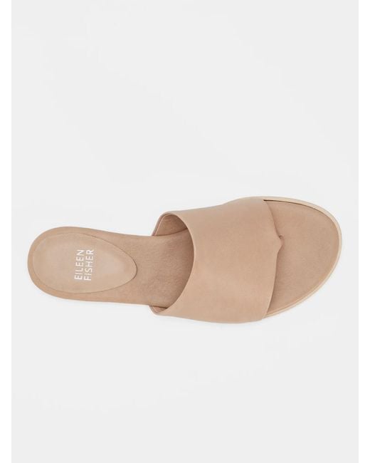 Eileen Fisher White Edge Leather Slide Sandal