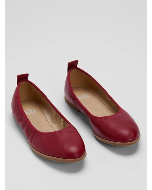 Eileen Fisher Red Notion Nappa Leather Ballet Flat