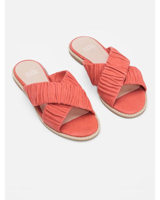 Eileen Fisher Red Cross Tumbled Nubuck Sandal