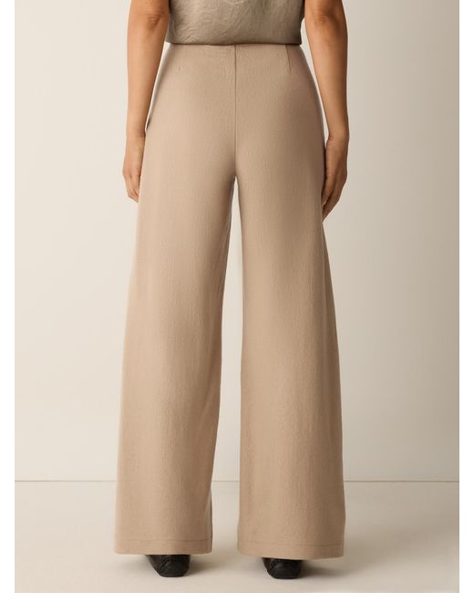 Eileen Fisher Natural Felted Wool Jersey Wide-leg Pant In Regenerative Wool