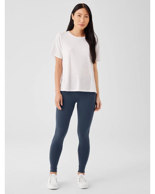 Eileen Fisher Blue Pima Cotton Stretch Jersey High-waisted Leggings