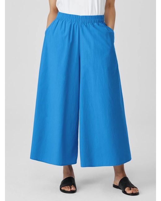 Eileen Fisher Blue Washed Organic Cotton Poplin Skirt Pant