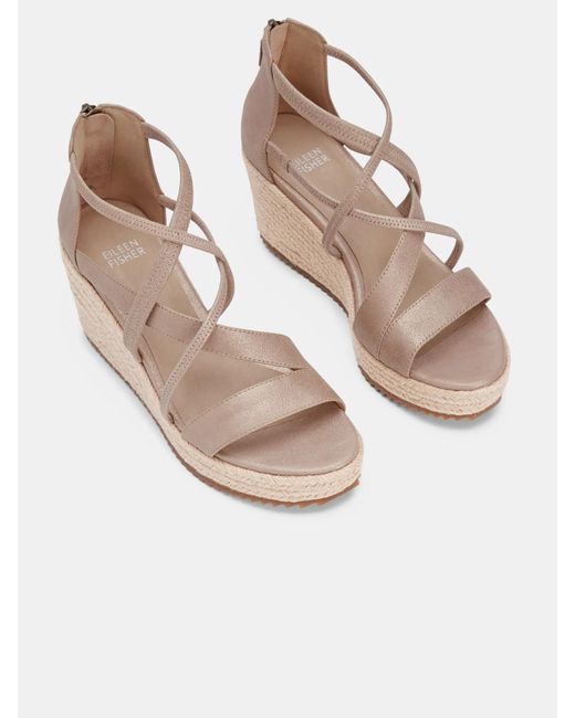 Eileen Fisher Pink Wanda Tumbled Nubuck Espadrille