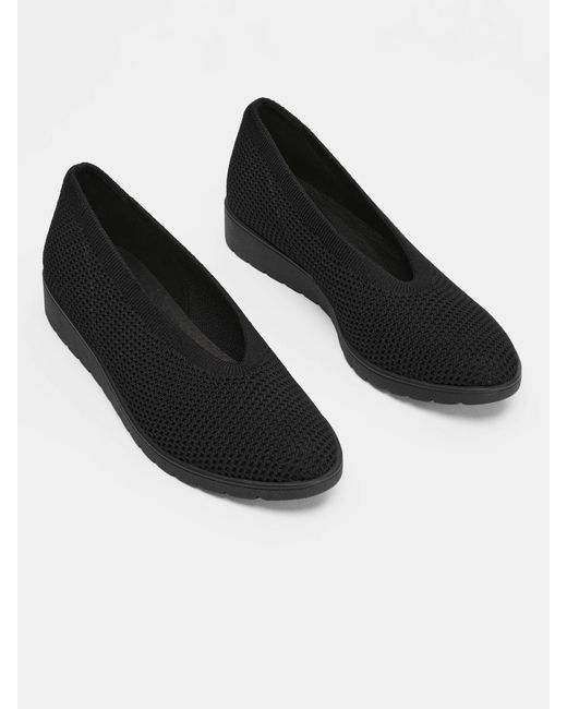 Eileen Fisher Black Heaven Stretch Knit Wedge Ballet Flat