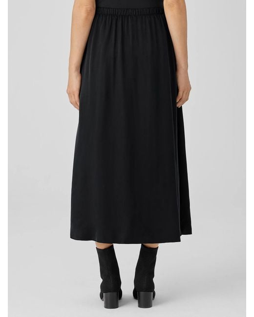 Eileen Fisher Black Sandwashed Cupro Pocket Skirt