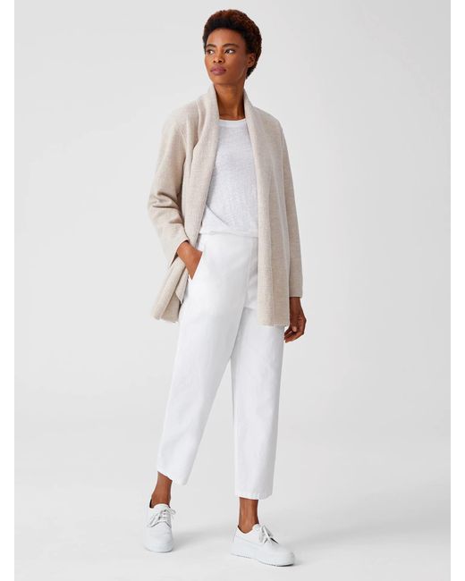 Eileen Fisher White Lightweight Boiled Wool Jacket In Responsible Wool