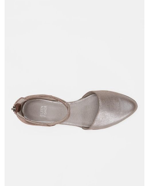 Eileen Fisher Metallic Lyton Suede Ankle Strap Flat