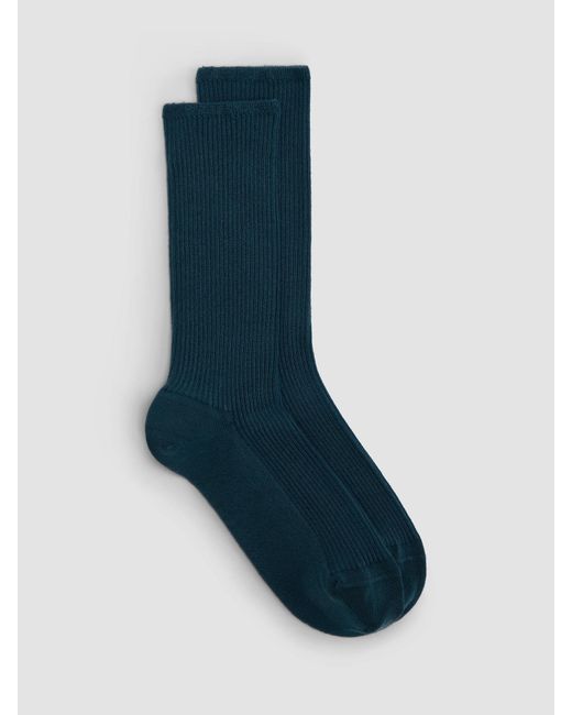Eileen Fisher Blue Ribbed Knit Trouser Sock