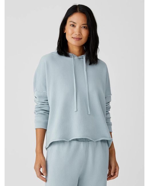 Eileen Fisher Organic Cotton French Terry Hooded Top in Cornflower ...