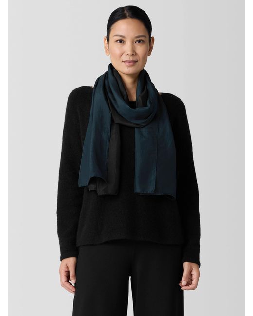 Eileen Fisher Black Hand-dyed Abstract Silk Scarf