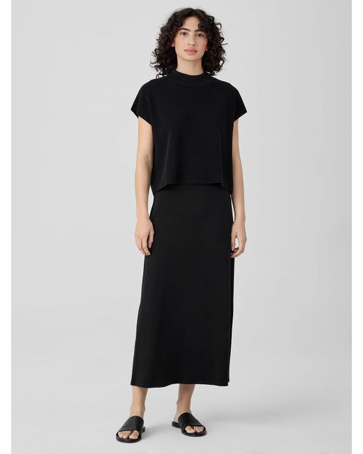 Eileen Fisher Black Stretch Jersey Knit A-line Skirt