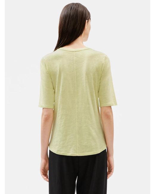 Eileen Fisher Natural Organic Cotton Slub Elbow-sleeve Tee