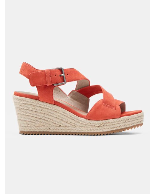Eileen Fisher Pink Beckon Tumbled Nubuck Espadrille Wedge