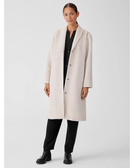 Eileen Fisher Alpaca Luxe Shawl Collar Coat in Natural Lyst
