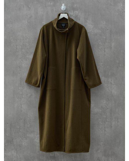 Eileen Fisher Green Renew Vintage Wool Stand Collar Coat, M