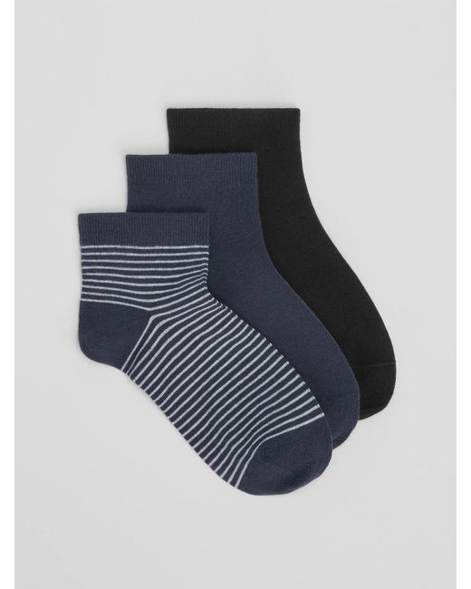 Eileen Fisher Blue Cotton Ankle Sock 3-pack