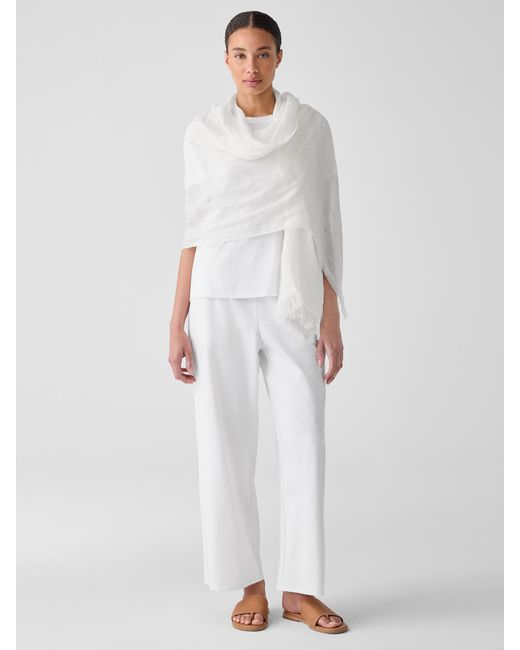 Eileen Fisher White Airy Linen Scarf