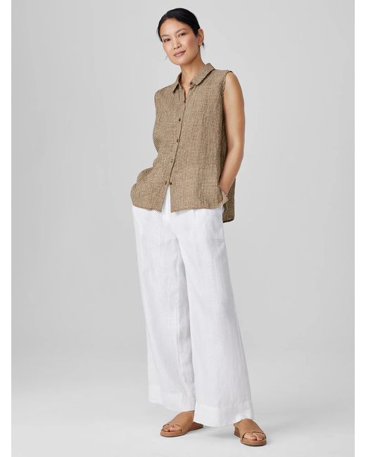 Eileen Fisher Black Organic Handkerchief Linen Sleeveless Shirt
