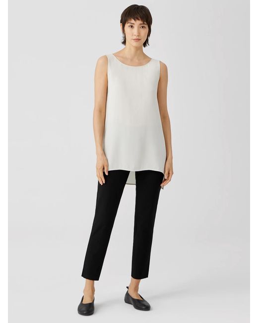 Eileen Fisher White Washable Stretch Crepe Slim Ankle Pant